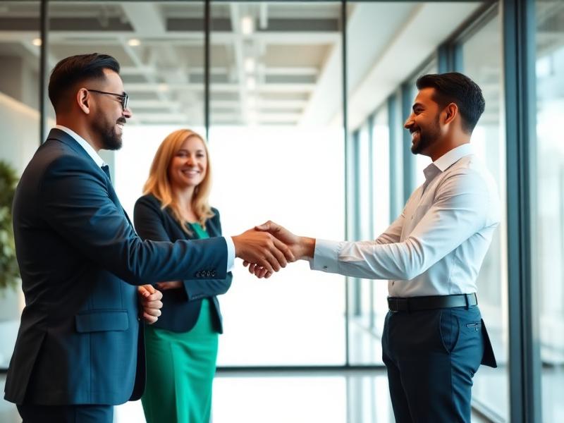 Professional permanent hiring and onboarding handshake